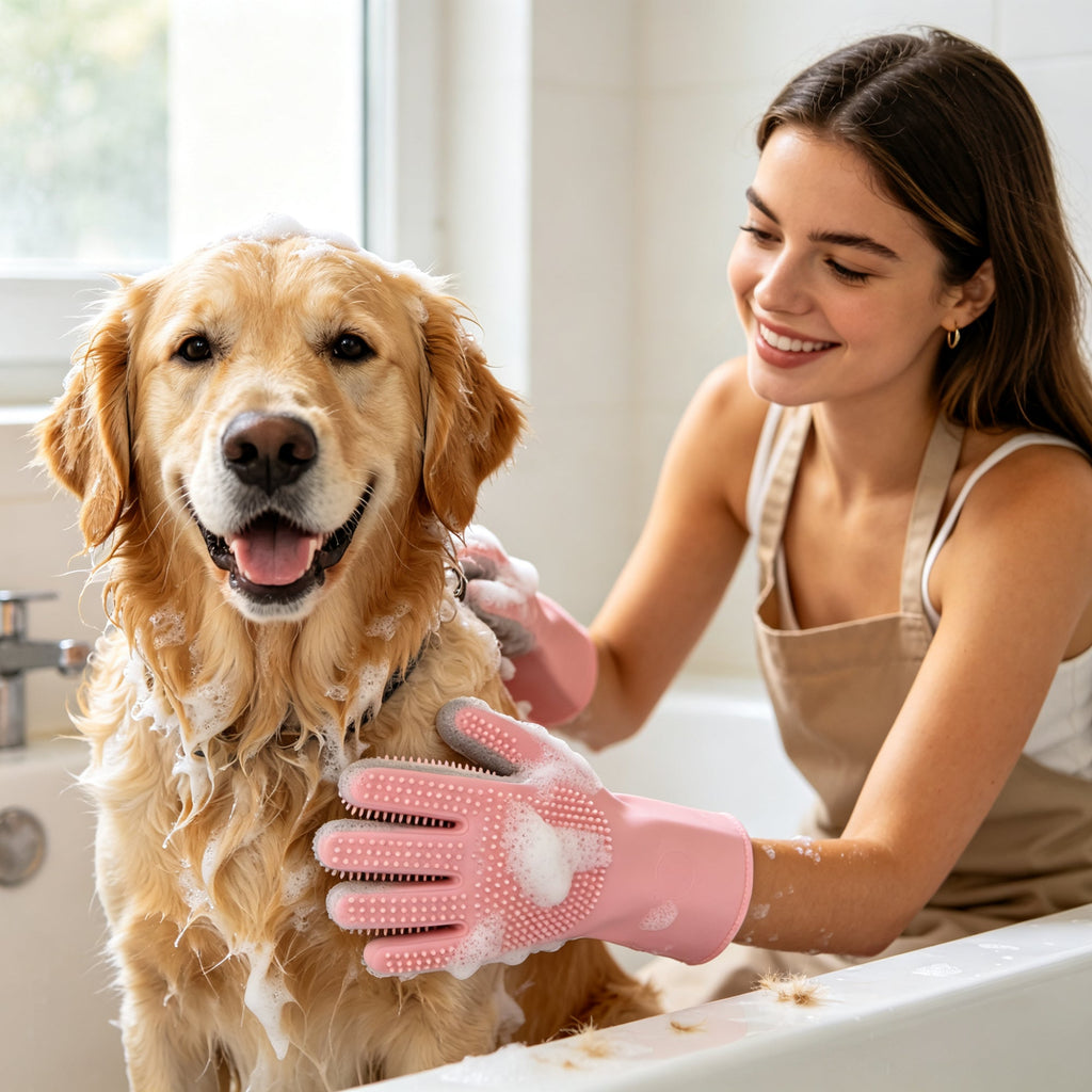 2-in-1 Silicone Pet Grooming & Dishwashing Gloves | Anti-Scratch, Easy Clean-ZRT