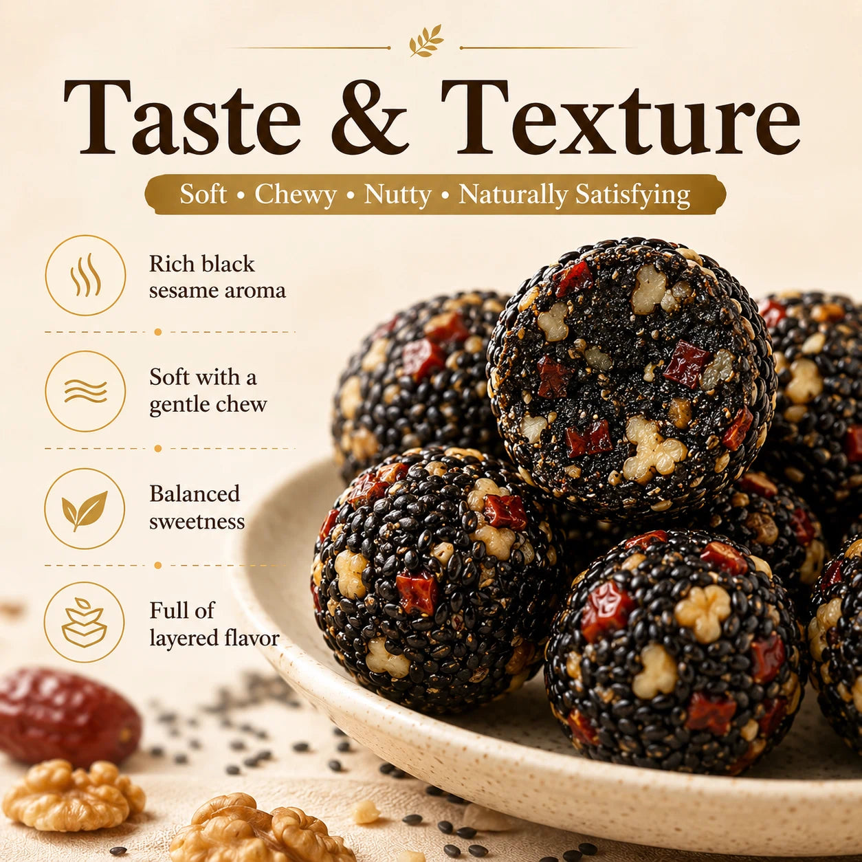 🌿 Astragalus Codonopsis Black Sesame Balls —Nourish Energy • Support Sleep • Strengthen Vitality-WBJ