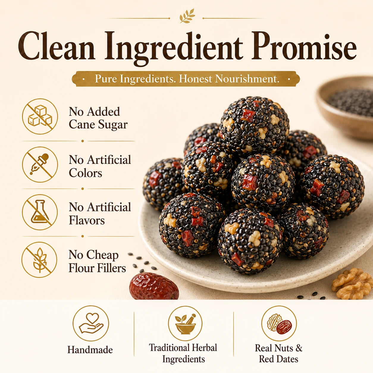 🌿 Astragalus Codonopsis Black Sesame Balls —Nourish Energy • Support Sleep • Strengthen Vitality-WBJ