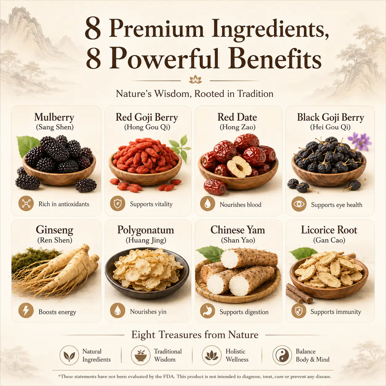 ✅🏆 Vitality Ginseng & Mulberry Wolfberry Tea, Natural Energy Support -XLB