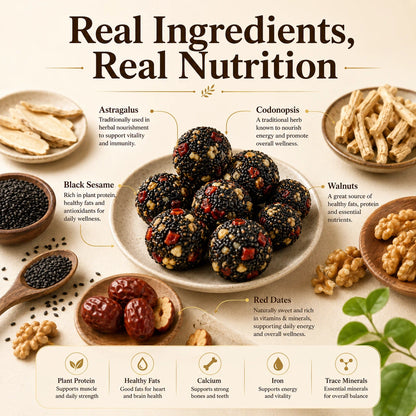 🌿 Astragalus Codonopsis Black Sesame Balls —Nourish Energy • Support Sleep • Strengthen Vitality-WBJ