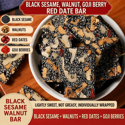 Premium Black Sesame Walnut Soft Cake with Red Dates & Goji Berries (No Added Sugar & Clean Ingredients) ✨-KPL