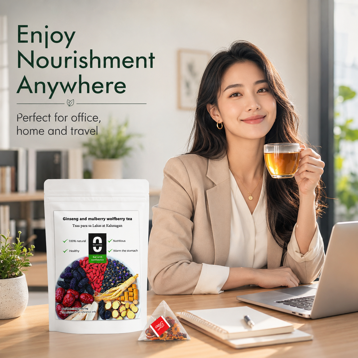 ✅🏆 Vitality Ginseng & Mulberry Wolfberry Tea, Natural Energy Support -XLB