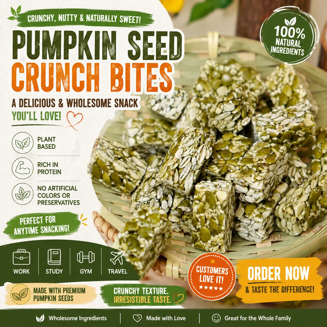 Premium Pumpkin Seed Brittle | High-Protein Crunch Snack-SUY