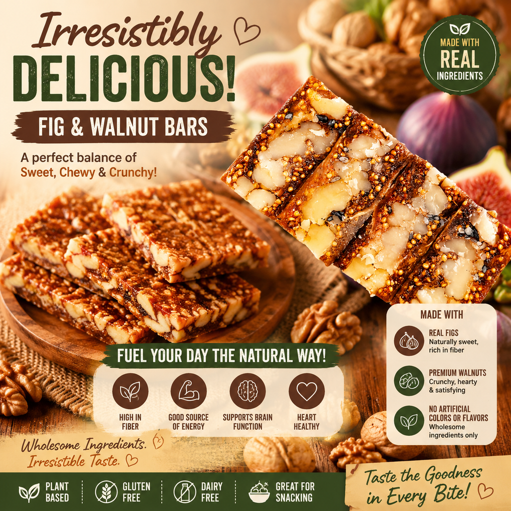 Fig & Walnut Healthy Snack Bars | High Fiber Natural Treat-SUY