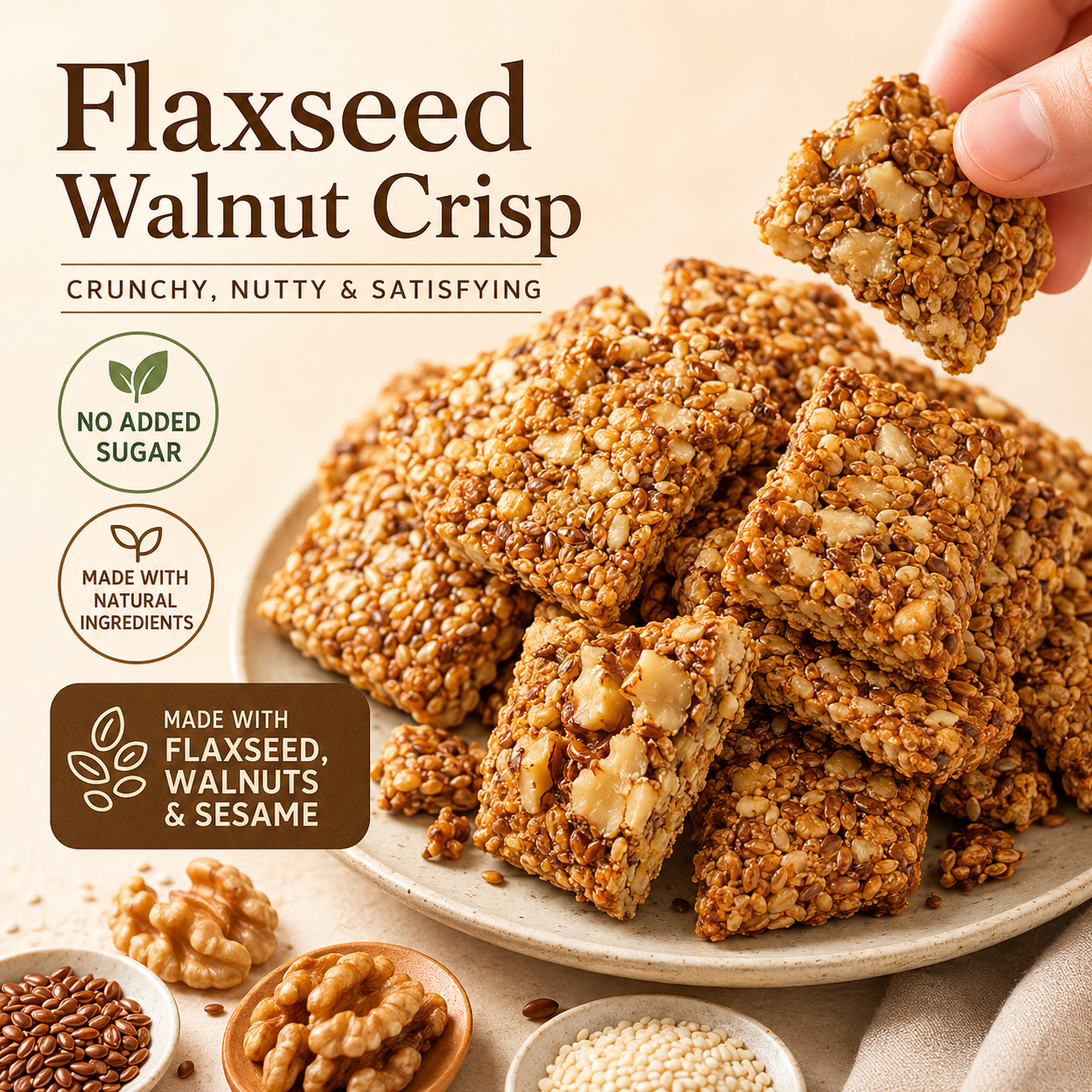 😋Flaxseed Walnut Crisps- 🍃Look after your cardiovascular and blood sugar health.-AUX