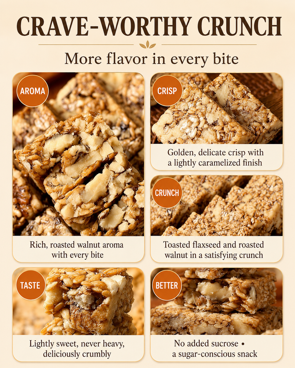 😋Flaxseed Walnut Crisps- 🍃Look after your cardiovascular and blood sugar health.-AUX