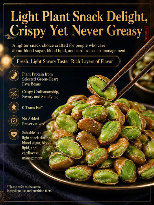 Nourish your body with high-quality plant protein and the crisp texture of green heart broad beans — a ready-to-eat snack tailored for those mindful of vascular health-CJP