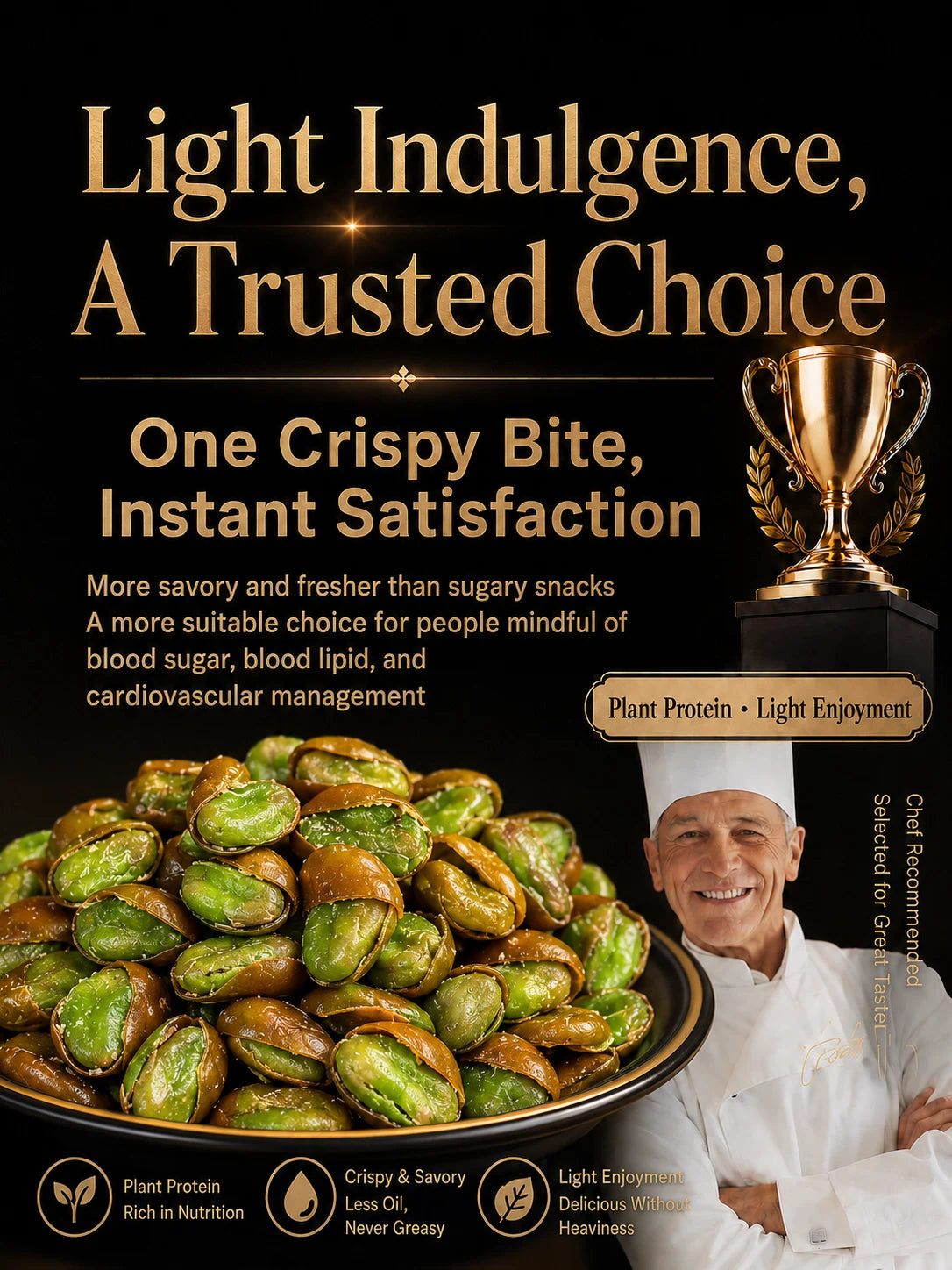 Nourish your body with high-quality plant protein and the crisp texture of green heart broad beans — a ready-to-eat snack tailored for those mindful of vascular health-CJP