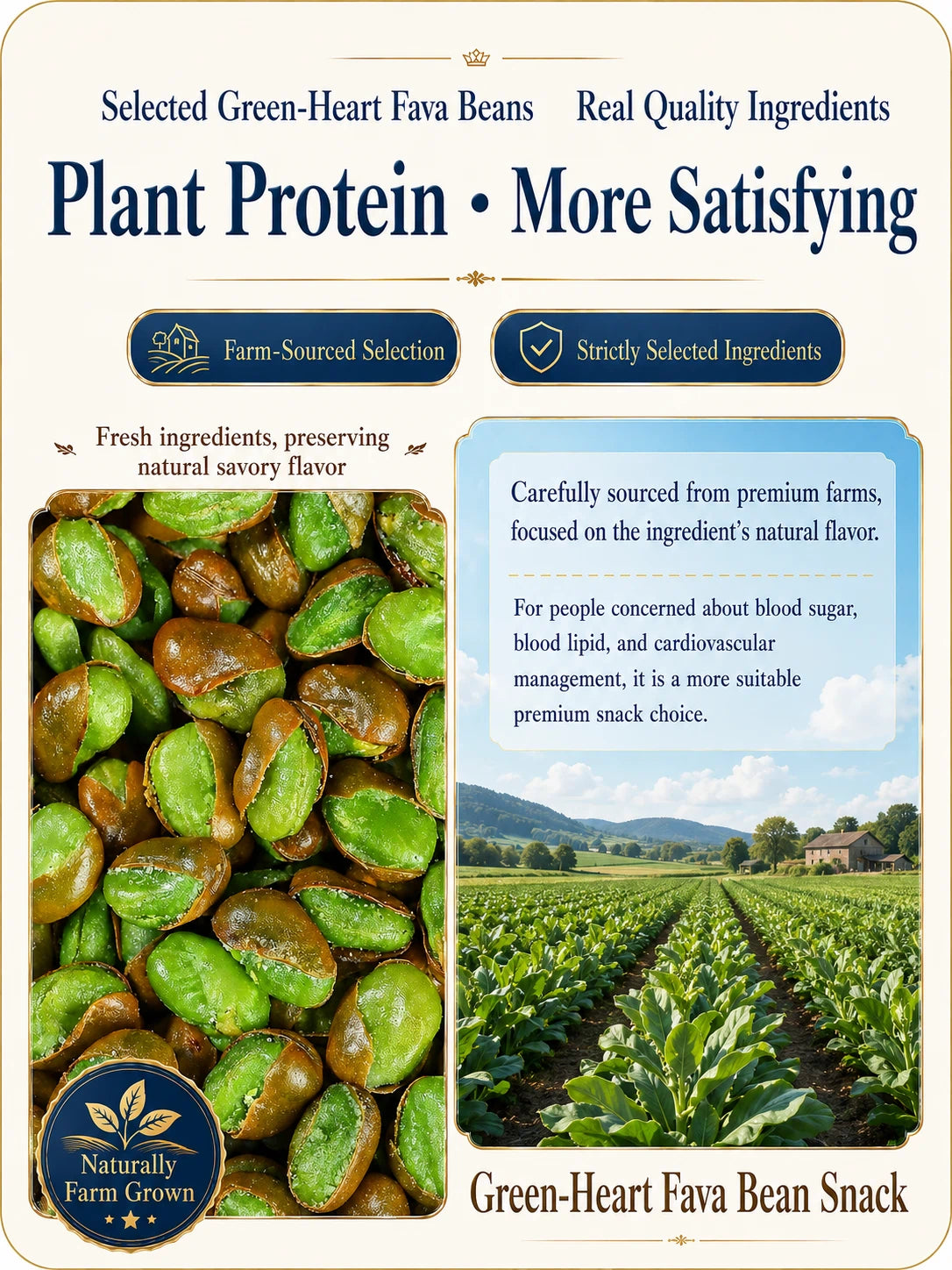 Nourish your body with high-quality plant protein and the crisp texture of green heart broad beans — a ready-to-eat snack tailored for those mindful of vascular health-CJP