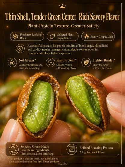 Nourish your body with high-quality plant protein and the crisp texture of green heart broad beans — a ready-to-eat snack tailored for those mindful of vascular health-CJP