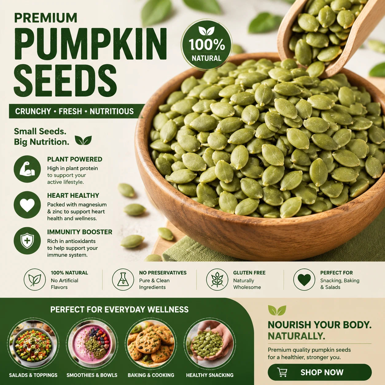 Crunchy Pumpkin Seeds Snack – Natural Superfood for Healthy Daily Energy-SUY
