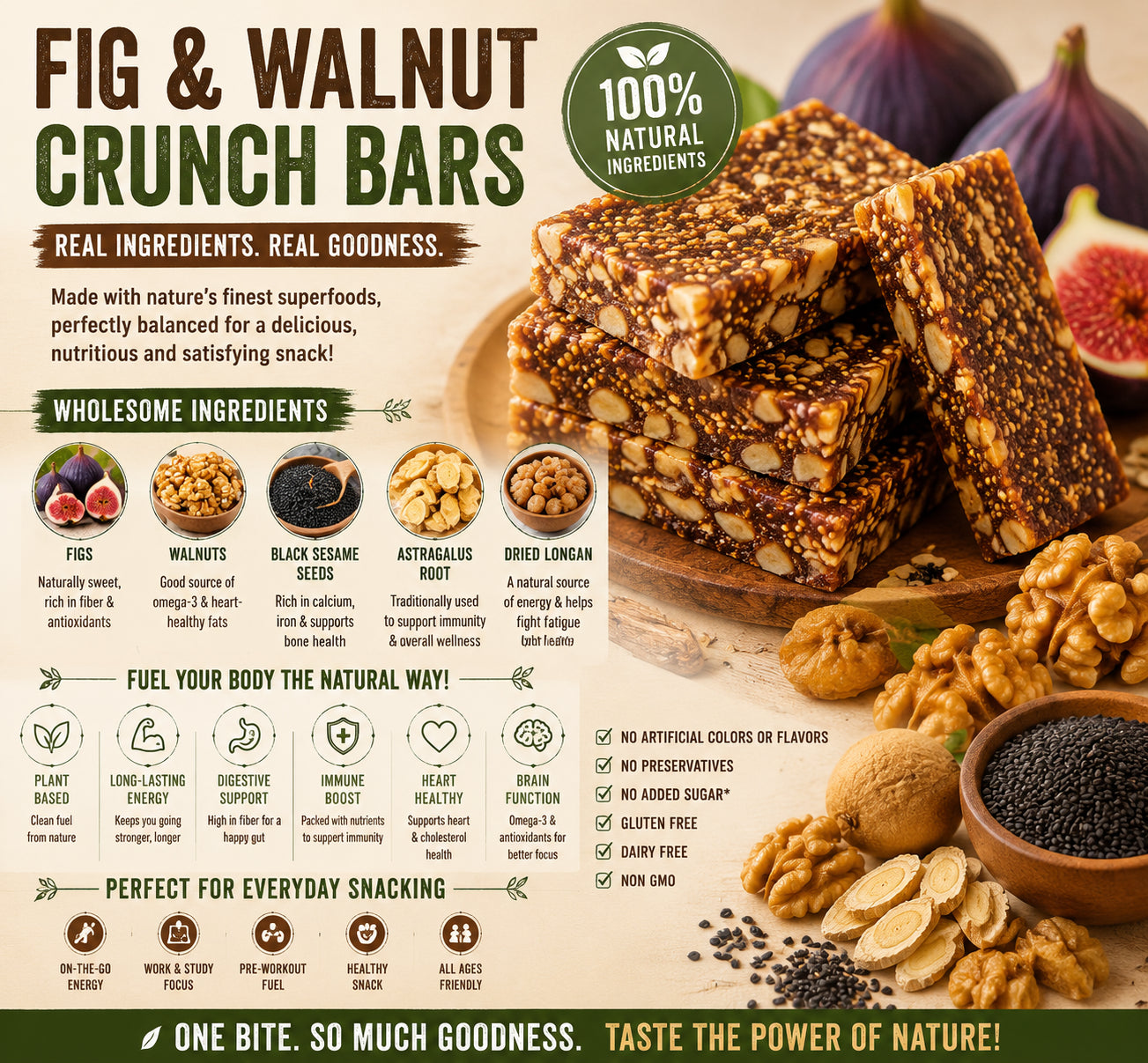 Fig & Walnut Healthy Snack Bars | High Fiber Natural Treat-SUY