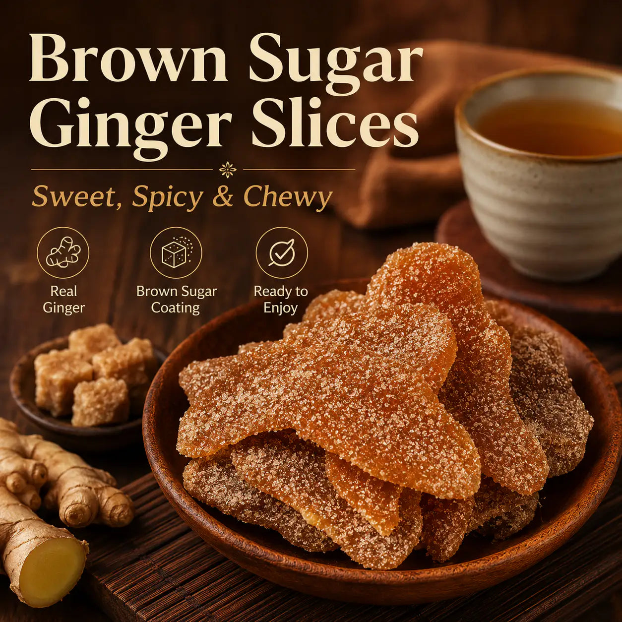🌶️ Sweet, Spicy & Perfect! Traditional Handmade Brown Sugar Ginger Slices for Everyone 🍯-DZT