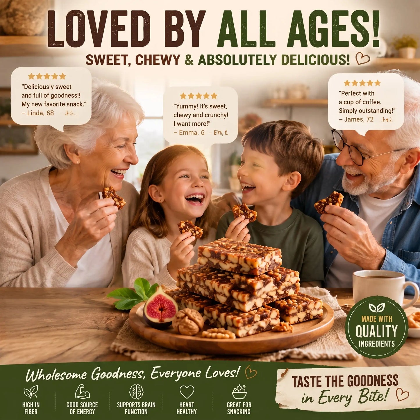 Fig & Walnut Healthy Snack Bars | High Fiber Natural Treat-SUY